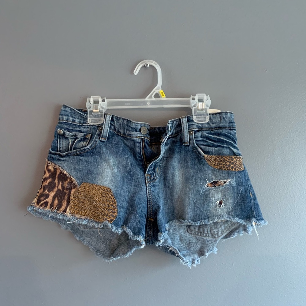 Denim & Supply Jean shorts with cheetah detail